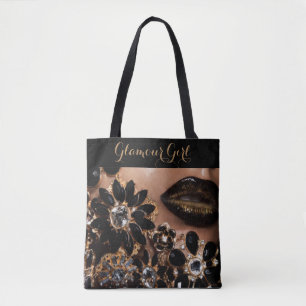 Glamour-Mädchen-Lippenstift u. Blumenjuwelen Tasche