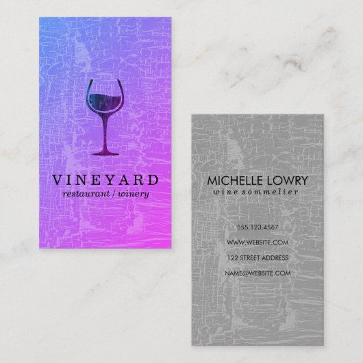 Glamour Marmortextur mit Weinglas Visitenkarte (Vorne/Hinten)