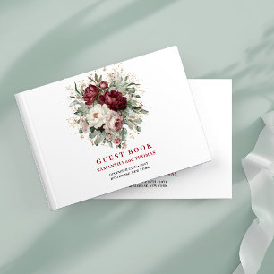 Glamour Marsala Floral Eukalyptus Gold Gästebuch