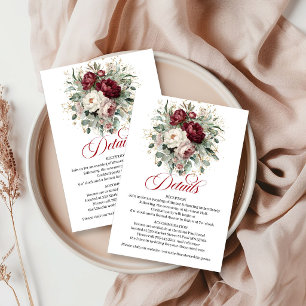 Glamour Marsala Floral Eukalyptus Gold Hochzeit In Begleitkarte