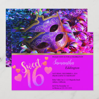 Glamour Masquerade Sweet 16 Einladung