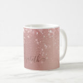 Glamour Metallic Brushed Rose Gold Glitzer Kaffeetasse (VorderseiteRechts)