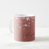 Glamour Metallic Brushed Rose Gold Glitzer Kaffeetasse (Vorderseite Links)