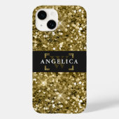 Glamour Mit Monogramm Sparkle Metallic Gold Case-Mate iPhone Hülle (Rückseite)