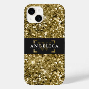 Glamour Mit Monogramm Sparkle Metallic Gold Case-Mate iPhone 14 Hülle