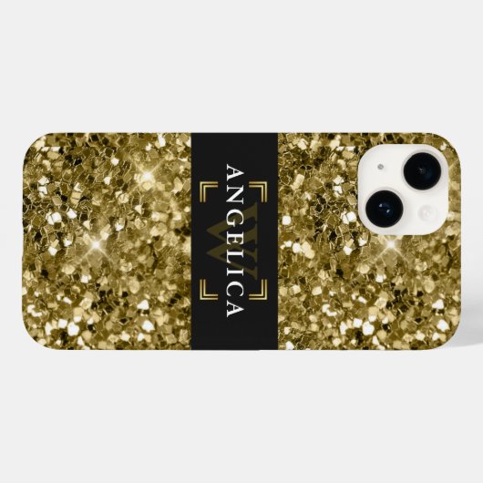 Glamour Mit Monogramm Sparkle Metallic Gold Case-Mate iPhone Hülle (Rückseite (Horizontal))