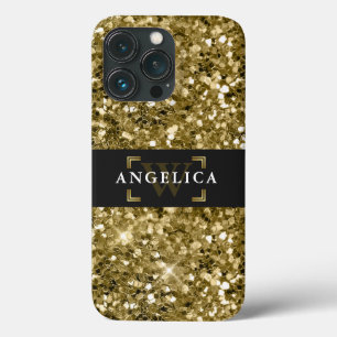 Glamour Mit Monogramm Sparkle Metallic Gold Case-Mate iPhone Hülle
