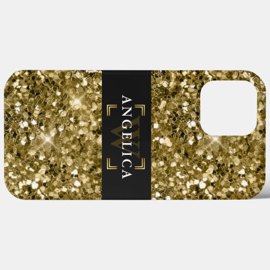 Glamour Mit Monogramm Sparkle Metallic Gold Case-Mate iPhone Hülle (Rückseite (Horizontal))