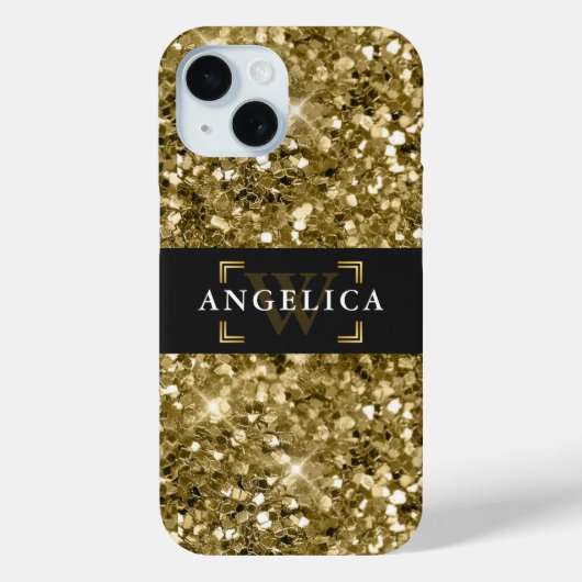 Glamour Mit Monogramm Sparkle Metallic Gold Case-Mate iPhone Hülle (Rückseite)