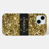 Glamour Mit Monogramm Sparkle Metallic Gold Case-Mate iPhone Hülle (Rückseite (Horizontal))