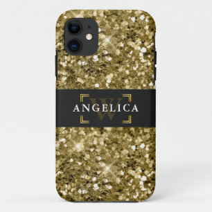 Glamour Mit Monogramm Sparkle Metallic Gold Case-Mate iPhone Hülle