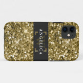 Glamour Mit Monogramm Sparkle Metallic Gold Case-Mate iPhone Hülle (Rückseite (Horizontal))