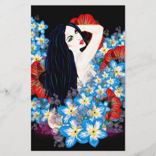 Glamour Model in Mohnblumenbeet, ART von LeahG Briefpapier