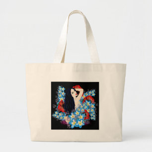 Glamour Model in Poppy Blume bed, ART by LeahG Jumbo Stoffbeutel