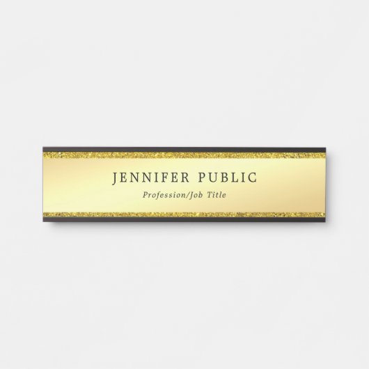 Glamour Modern Imitate Gold Glitzer Template Chic Türschild (Vorderseite )
