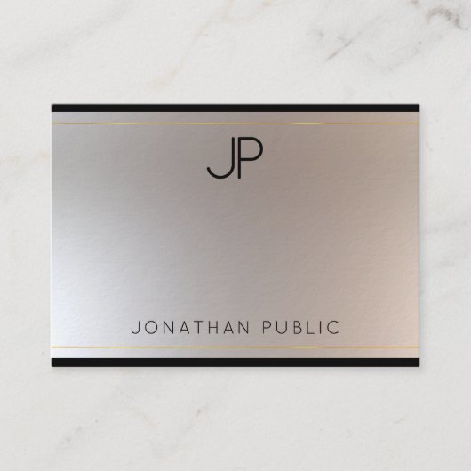 Glamour Modern Monogram Gold Silver Template Visitenkarte (Vorderseite)