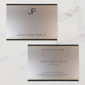 Glamour Modern Monogram Gold Silver Template Visitenkarte (Vorne/Hinten)