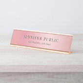 Glamour Moderne elegante Template Rose Gold Schreibtischnamensplakette (Vorderseite )