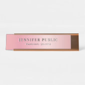 Glamour Moderne elegante Template Rose Gold Schreibtischnamensplakette (Vorderseite )