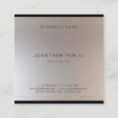 Glamour Moderne Monogram Gold Silver Chic Vorlage Quadratische Visitenkarte (Rückseite)