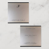 Glamour Moderne Monogram Gold Silver Chic Vorlage Quadratische Visitenkarte (Vorne/Hinten)