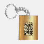 Glamour Moderner QR-Code Gold-Quadrat Doppelseitig Schlüsselanhänger (Vorderseite links)