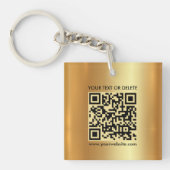 Glamour Moderner QR-Code Gold-Quadrat Doppelseitig Schlüsselanhänger (Vorderseite)