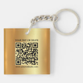 Glamour Moderner QR-Code Gold-Quadrat Doppelseitig Schlüsselanhänger (Rückseite)
