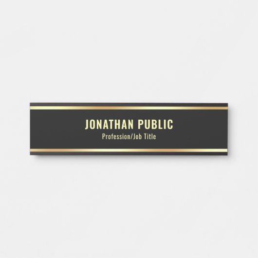 Glamour Modernes Schwarz-Gold-Design Türschild (Vorderseite )