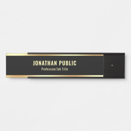 Glamour Modernes Schwarz-Gold-Design Türschild (Vorderseite )