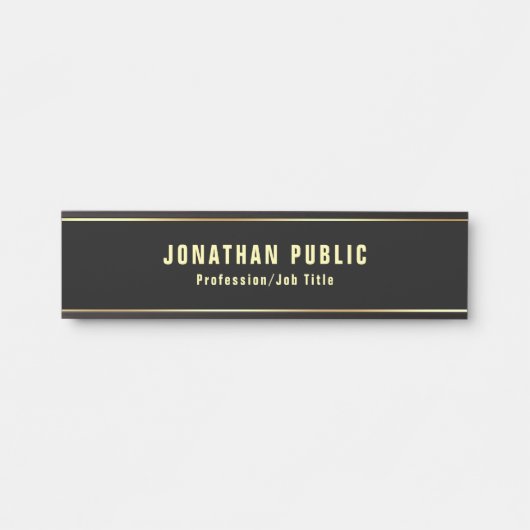 Glamour Modernes Schwarzes Gold Template Elegant T Türschild (Vorderseite )