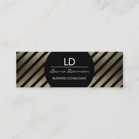 Glamour Monogramm Kreis und Streifen Mini Visitenkarte (Vorderseite)