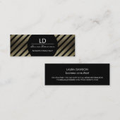 Glamour Monogramm Kreis und Streifen Mini Visitenkarte (Vorne/Hinten)