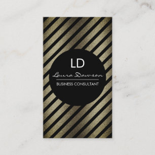 Glamour Monogramm Kreis und Streifen Visitenkarte