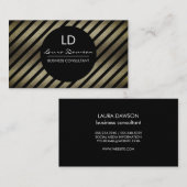 Glamour Monogramm Kreis und Streifen Visitenkarte (Vorne/Hinten)