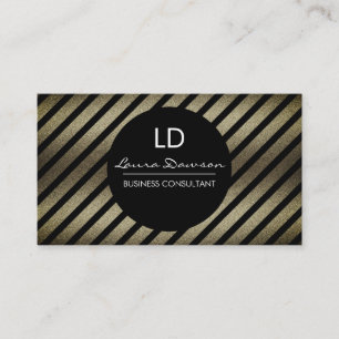 Glamour Monogramm Kreis und Streifen Visitenkarte