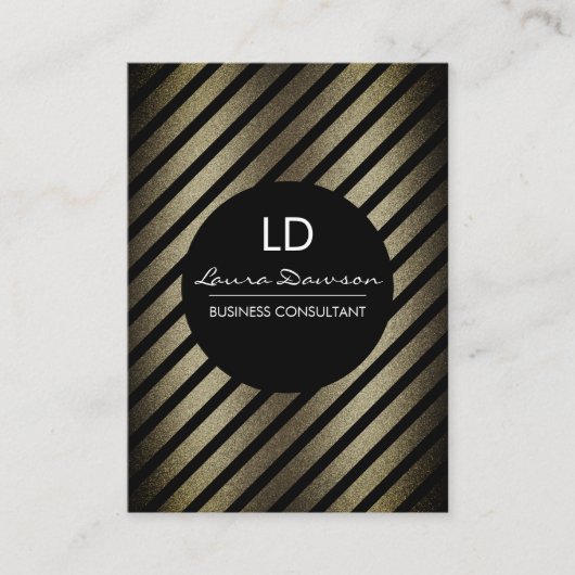 Glamour Monogramm Kreis und Streifen Visitenkarte (Vorderseite)