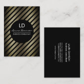 Glamour Monogramm Kreis und Streifen Visitenkarte (Vorne/Hinten)