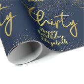 Glamour Navy Gold zum 30. Geburtstag Geschenkpapier (Rolleneckpunkt)
