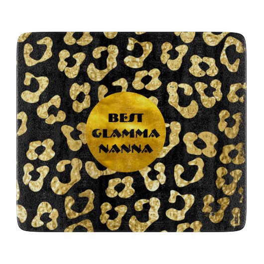 Glamour Oma Gold Black Animal Print Glam ma Schneidebrett (Vorderseite)