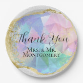 Glamour Opal Gemstone mit Gold auf weißem Glitzer Pappteller (Vorderseite)