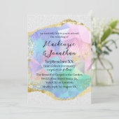 Glamour Opal Gemstone mit Gold-Hochzeit Einladung (Stehend Vorderseite)