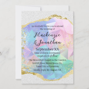 Glamour Opal Gemstone mit Gold-Hochzeit Einladung