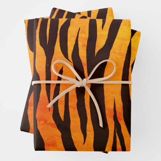 Glamour Orange Black Yellow Ombre Tiger Print Geschenkpapier Set (Beispiel)