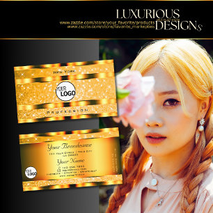 Glamour Orange Sparkle Glitzer Stars und Logos Visitenkarte