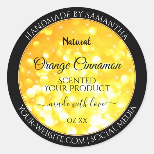 Glamour Orange Sparkling Glitzer Product Labels Runder Aufkleber (Vorderseite)