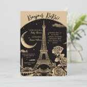 Glamour Paris Eiffel Tower Baby Dusche laden ein Dankeskarte (Stehend Vorderseite)