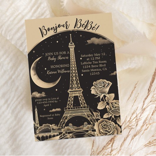 Glamour Paris Eiffel Tower Baby Dusche laden ein Dankeskarte
