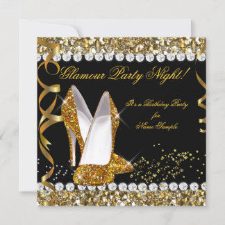Glamour Party Night Glitzer Gold Black Shoes Einladung