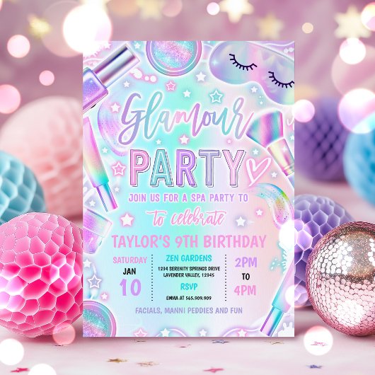 Glamour Party Pastel Wellness-Center Makeup Pamper Einladung